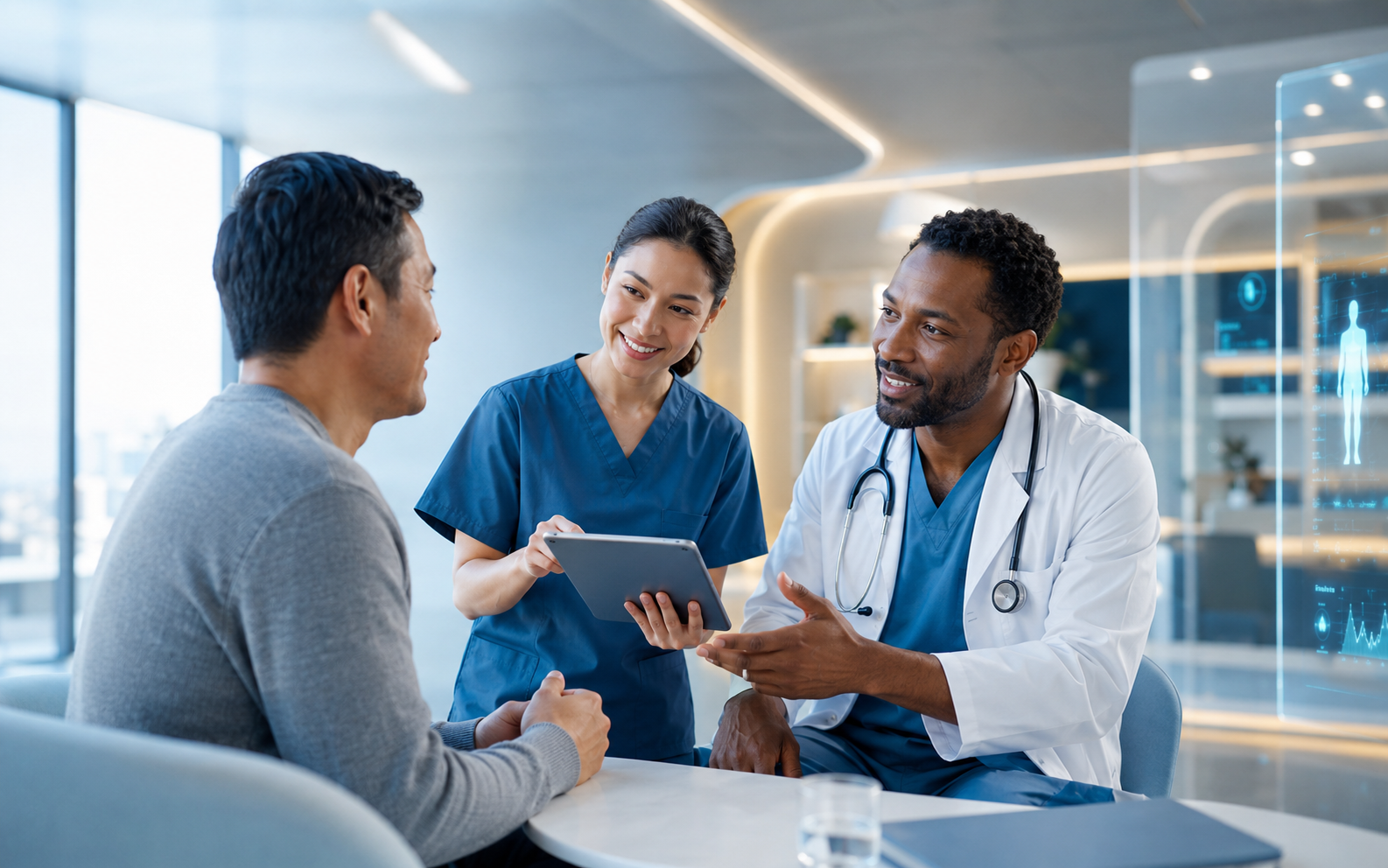 Clinical team and patient using a digital health platform
